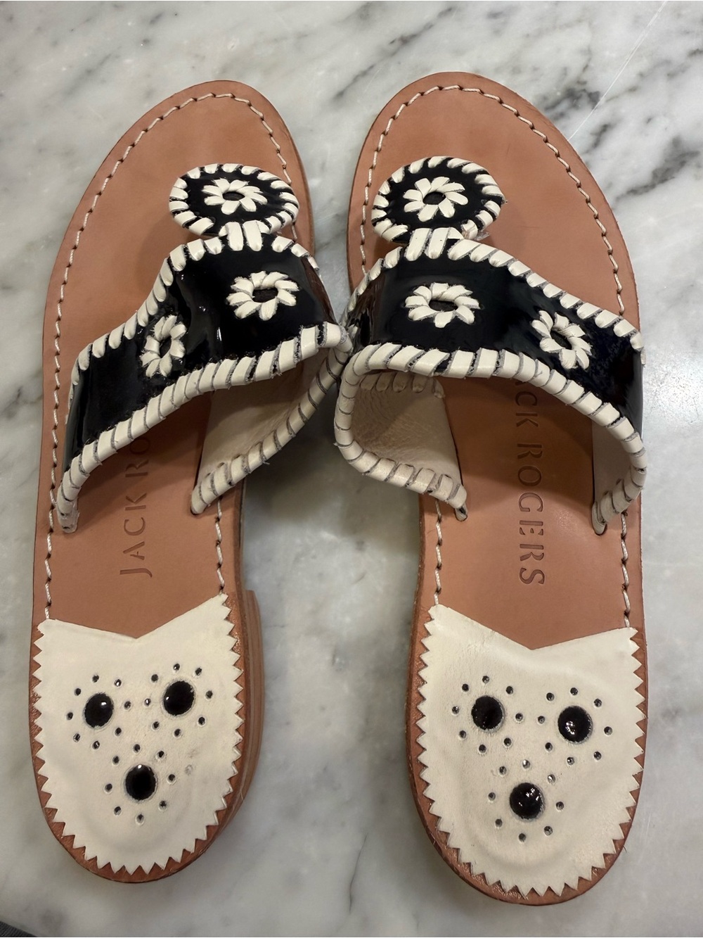 100% Authentic Black & White Jack Rogers Sandals Size 6